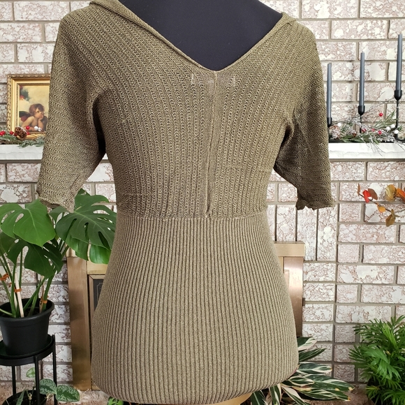 Vintage Boho Grunge Green Y2K Knit Sweater Size M - Picture 2 of 4